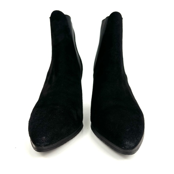 Stuart Weitzman Black Suede Leather Scoop Chelsea Ankle Boots Size 6.5 - Picture 5 of 16
